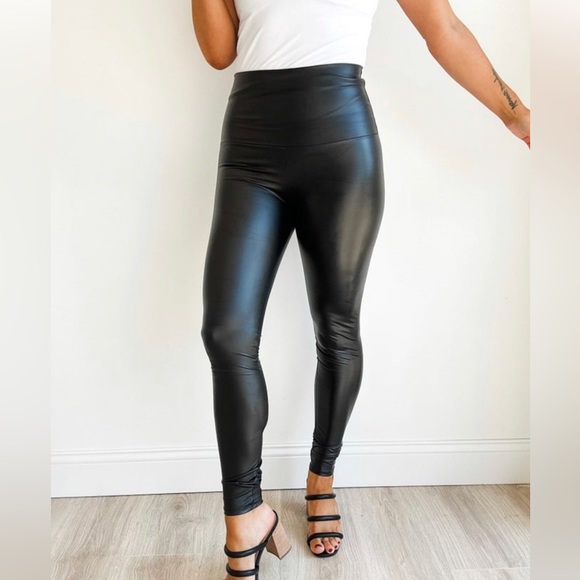 NWOT!!! LEATHER & LUCK LEGGINGS | WIDE PANEL WAIST FOR A TUCK & FINISHED LOOK - Picture 3 of 7